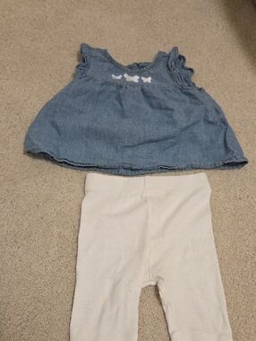 Joe Fresh Light Blue Chambray Baby Top And Capris Set